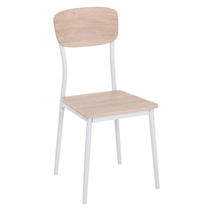Dining table set, 3-piece - MDF & metal, wood fibers & white
