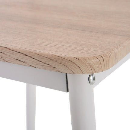 Dining table set, 3-piece - MDF & metal, wood fibers & white