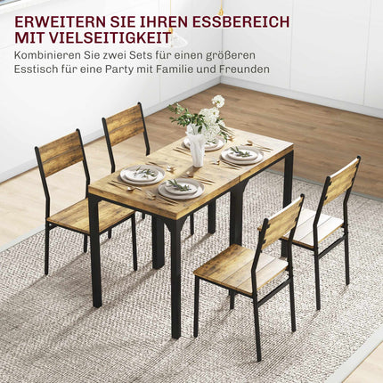 3-Piece Dining Set, Table and 2 Chairs, MDF & Metal, Brown