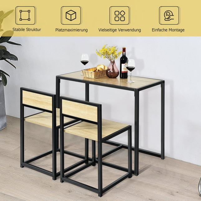 3-Piece Dining Set – Table and 2 Chairs, Space-Saving