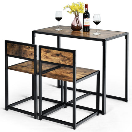 3-Piece Dining Set – Table and 2 Chairs, Space-Saving Design