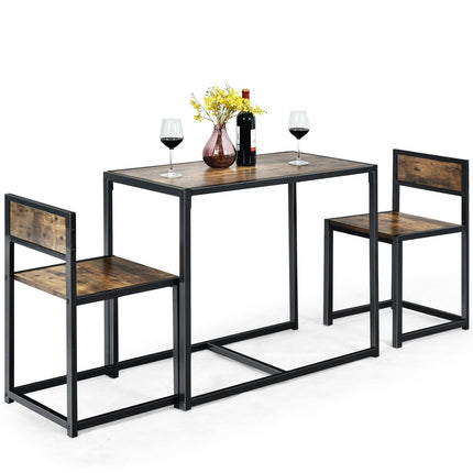 3-Piece Dining Set – Table and 2 Chairs, Space-Saving Design