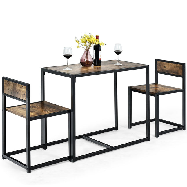 3-Piece Dining Set – Table and 2 Chairs, Space-Saving Design