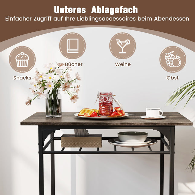 3-Piece Dining Set, Wood Table & 2 Chairs, Gray