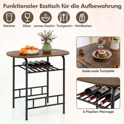 3-Piece Dining Set with Table and 2 Chairs, Space-Saving