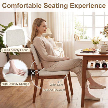 3-Piece Dining Set with Upholstered Chairs, Beige/Natural