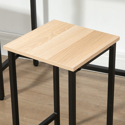 3-piece bistro set, natural wood look and steel, 80x50x85 cm