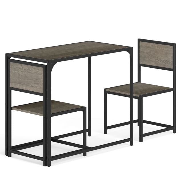 3-Piece Dining Table Set, Metal Frame, 2 Low-Back Chairs