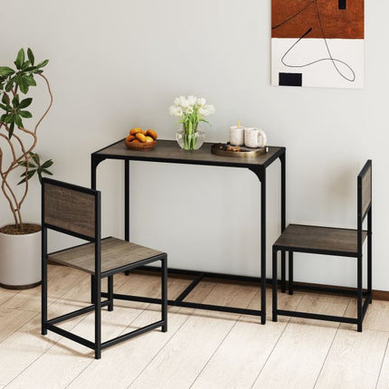 3-Piece Dining Table Set, Metal Frame, 2 Low-Back Chairs