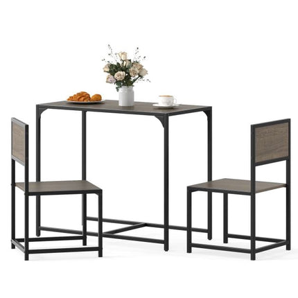 3-Piece Dining Table Set, Metal Frame, 2 Low-Back Chairs