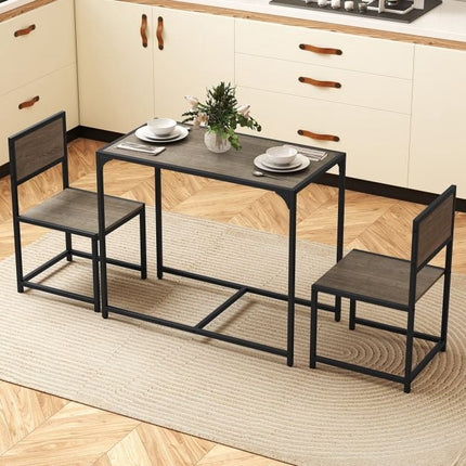 3-Piece Dining Table Set, Metal Frame, 2 Low-Back Chairs