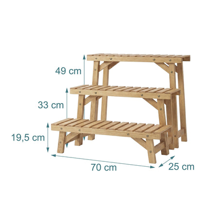 3-Piece Fir Wood Plant Stand Set, Natural Finish