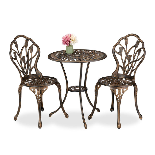 3-Piece Floral Bistro Set – Table & Chairs for Patio