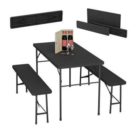 3-Piece Folding Beer Tent Set, Rattan Look, Black