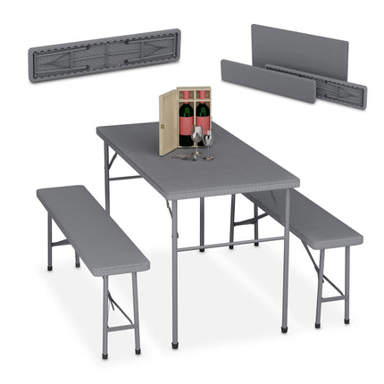 3-Piece Folding Beer Tent Set, Rattan Look, Black