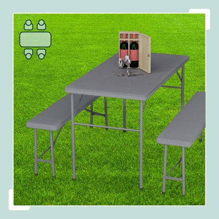 3-Piece Folding Beer Tent Set, Rattan Look, Black