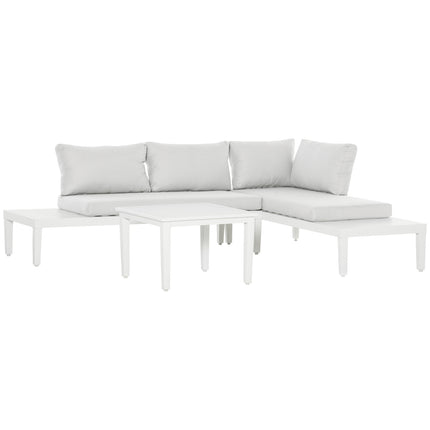 Outdoor aluminum garden sofa set with padded side table