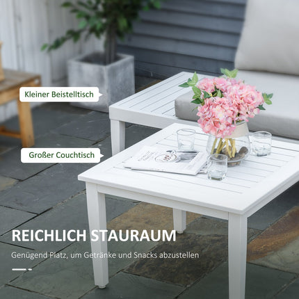 Outdoor aluminum garden sofa set with padded side table