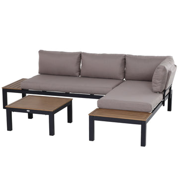 Outdoor 3-piece aluminum garden furniture with cushions