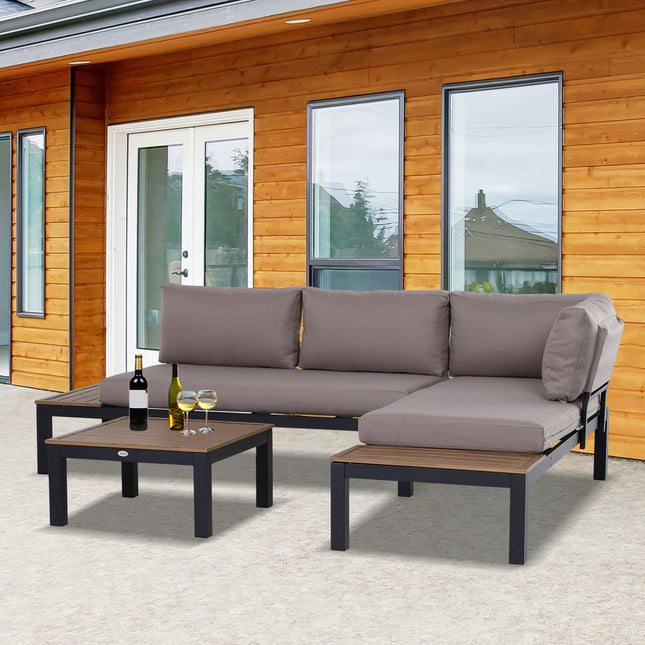 Outdoor 3-piece aluminum garden furniture with cushions