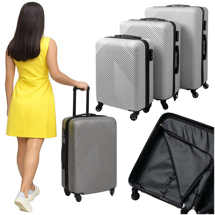 3-Piece Gray Suitcase Set – Lightweight, Durable