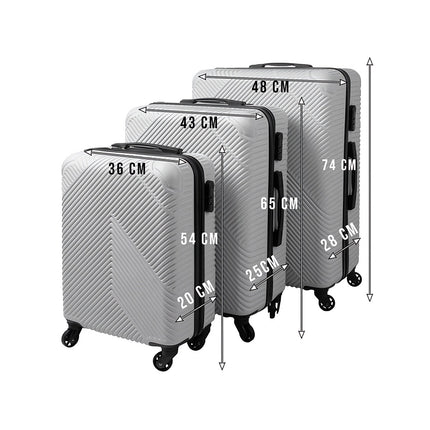 3-Piece Gray Suitcase Set – Lightweight, Durable