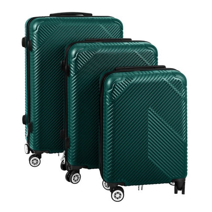 3-Piece Green ABS Luggage Set with 360 Wheels