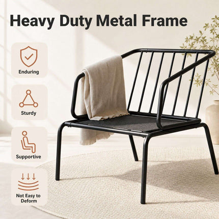 3-Piece Grey Patio Set with Metal Frame & Cushions