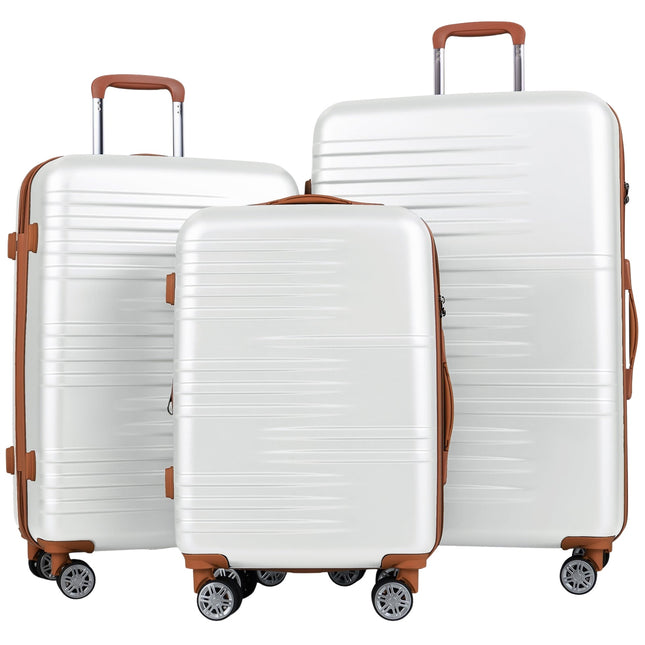 3-Piece Hard Shell Luggage Set with TSA Lock, White