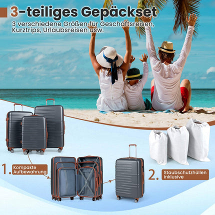 3-Piece Hardshell Luggage Set with TSA Lock, 360 Wheels