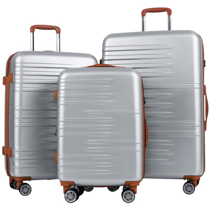3-Piece Hardshell Luggage Set with TSA Lock, Silver