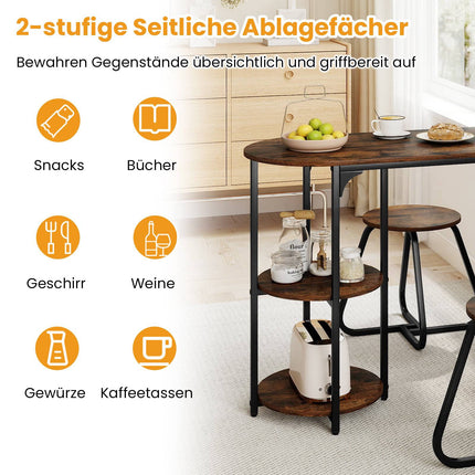 3-Piece Industrial Dining Set with Storage Shelves