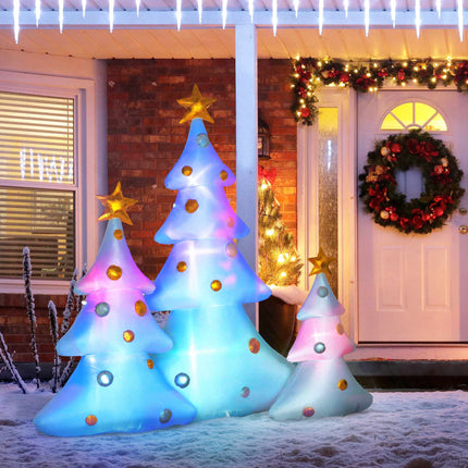 3-Piece Inflatable Christmas Trees with LED Lights