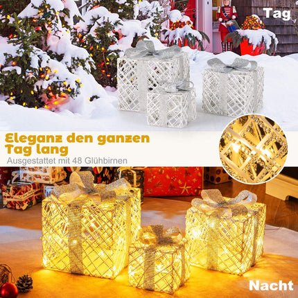 3-Piece LED Gift Boxes Set with 50 Warm White Lights