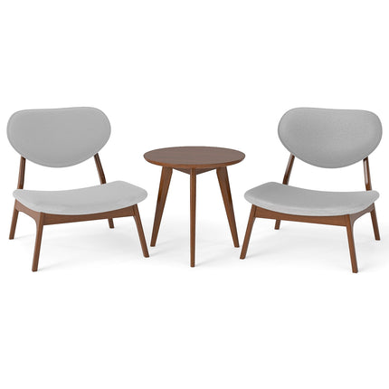 3-Piece Lounge Set with Table and 2 Chairs, Light Grey