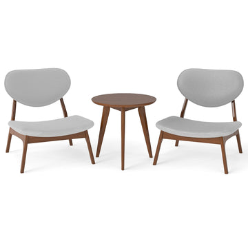 3-Piece Lounge Set with Table and 2 Chairs, Light Grey