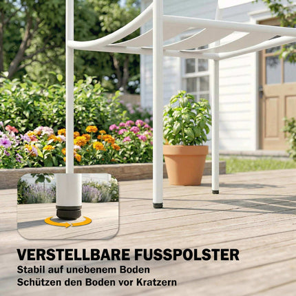 3-Piece Metal Patio Bistro Set with Glass Table, White
