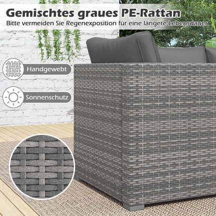3-Piece Modular PE Rattan Outdoor Sofa Set with Cushions