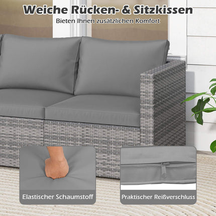 3-Piece Modular PE Rattan Outdoor Sofa Set with Cushions