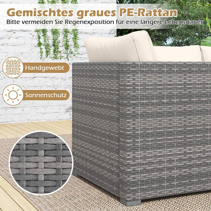 3-Piece Modular Patio Sofa Set with Cushions, White