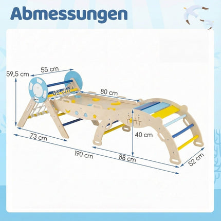 3-Piece Nautical Climbing Set with Slide & Arch