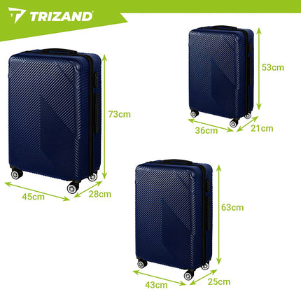3-Piece Navy Blue Luggage Set – Hard Shell, Spinner Wheels