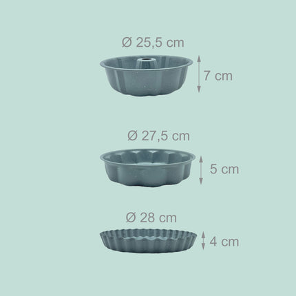 3-Piece Non-Stick Carbon Steel Baking Tin Set