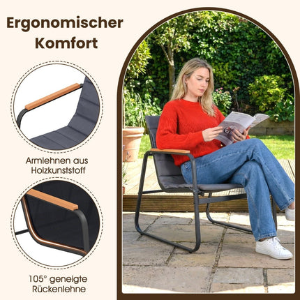 3-Piece Outdoor Bistro Set with Cushions & Glass Table