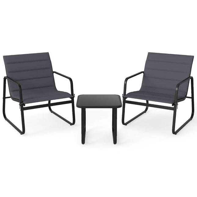 3-Piece Outdoor Bistro Set with Cushions, Grey