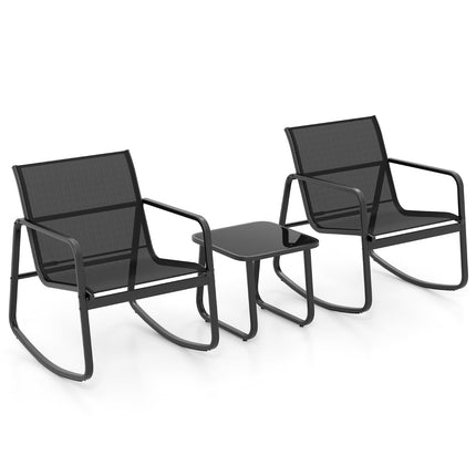 3-Piece Outdoor Bistro Set with Rocking Chairs & Table