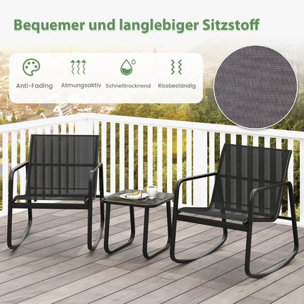 3-Piece Outdoor Bistro Set with Rocking Chairs & Table
