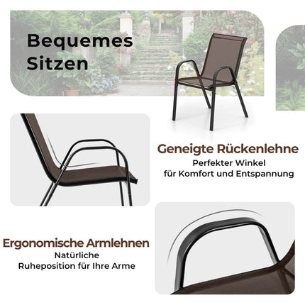 3-Piece Outdoor Bistro Set with Table & Stackable Chairs