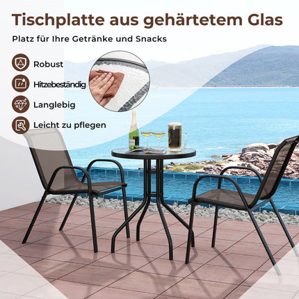 3-Piece Outdoor Bistro Set with Table & Stackable Chairs