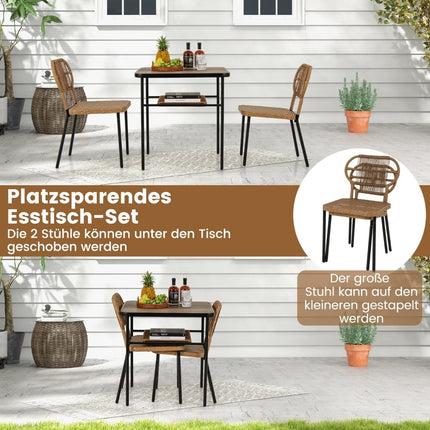 3-Piece Outdoor Rattan Furniture Set with Table